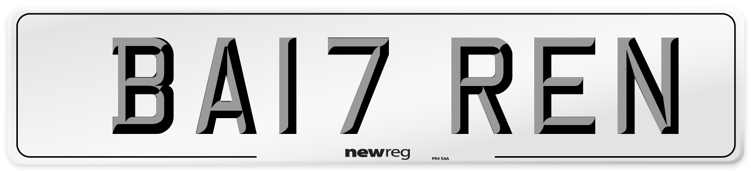 BA17 REN Number Plate from New Reg